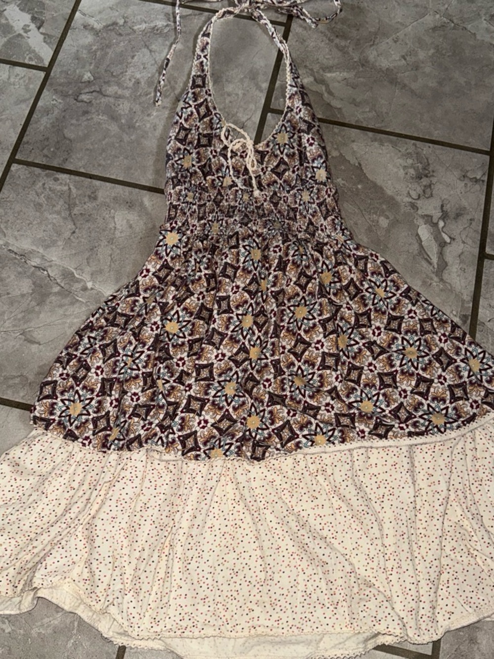 Vintage Target Boho Halter Dress - multi layer multi pattern & color